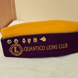 Vintage Lion's Club Hat with Pins and Ribbons